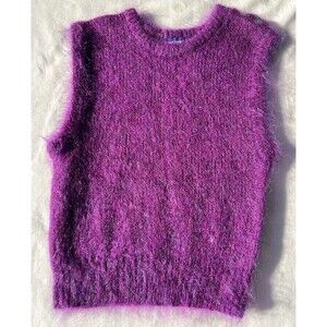 Vintage ‘80s The Sweater Co. Mohair Wool Blend Round Neck Fuzzy Sweater Vest Med